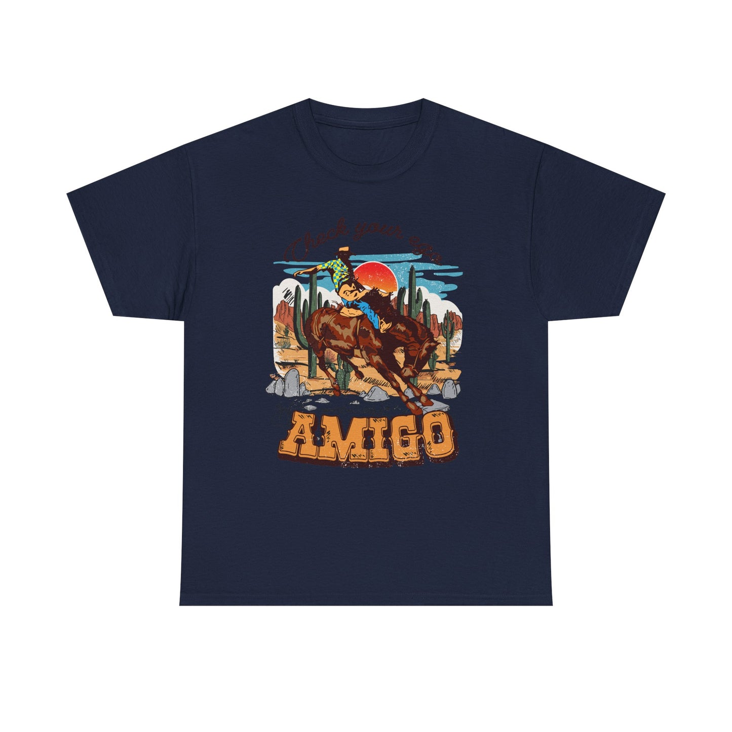 Check Your Eggs Amigo Unisex Heavy Cotton Tee - Fun Western Graphic Tee for Casual Wear