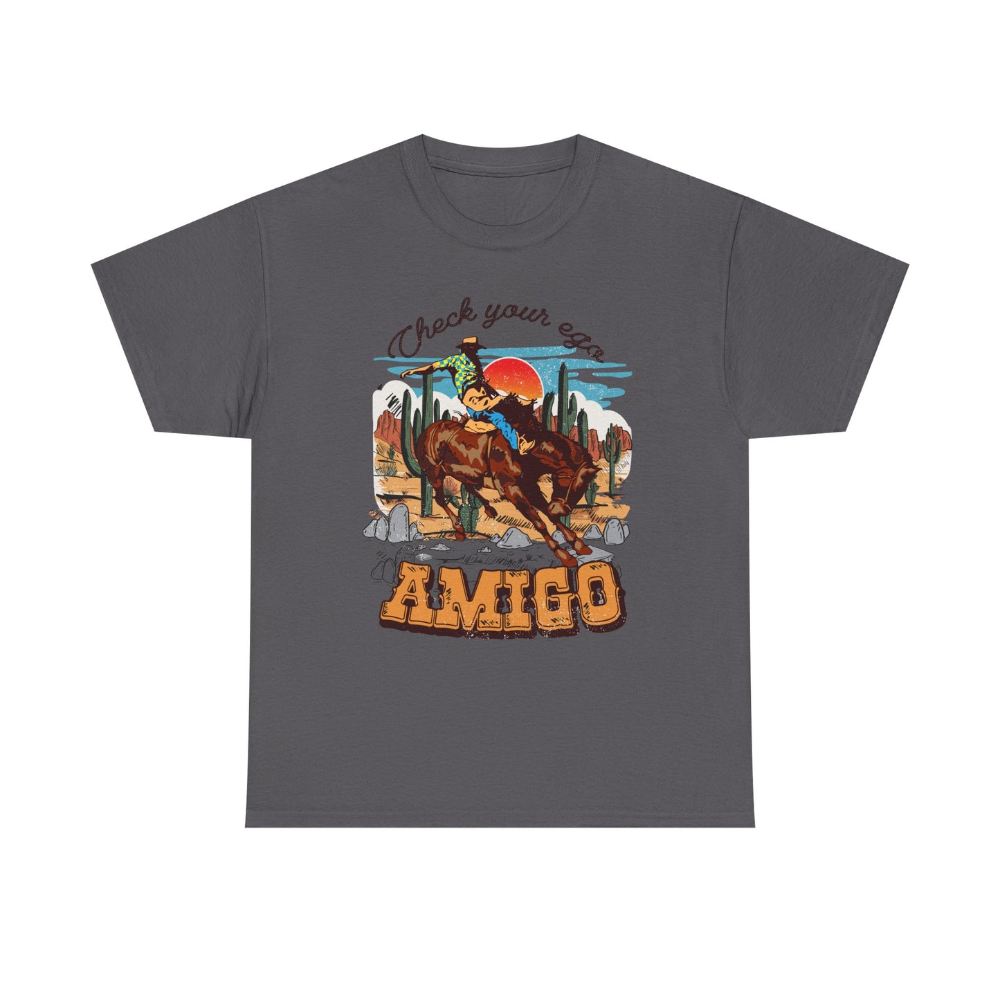 Check Your Eggs Amigo Unisex Heavy Cotton Tee - Fun Western Graphic Tee for Casual Wear