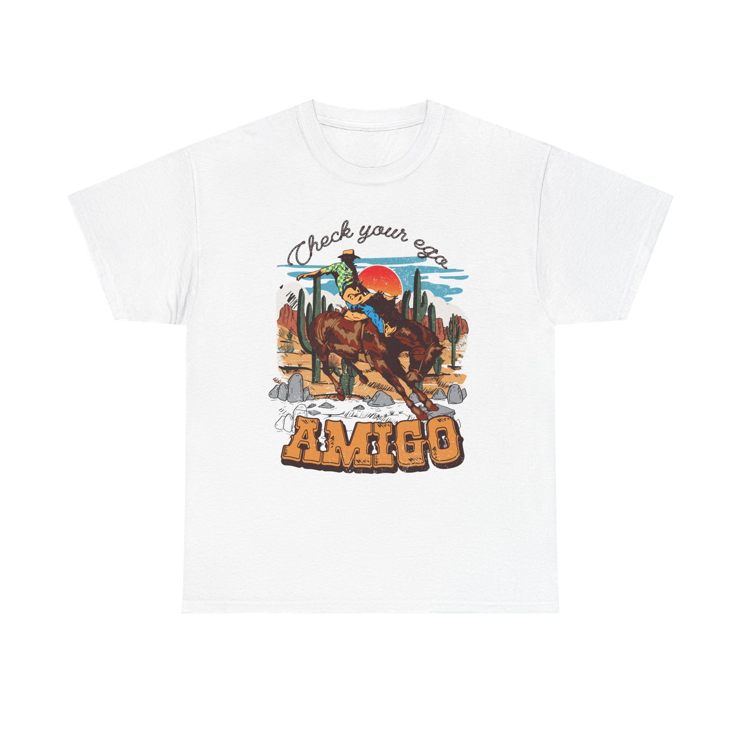 Check Your Eggs Amigo Unisex Heavy Cotton Tee - Fun Western Graphic Tee for Casual Wear