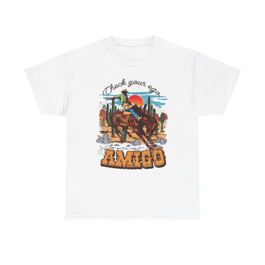 Check Your Eggs Amigo Unisex Heavy Cotton Tee - Fun Western Graphic Tee for Casual Wear